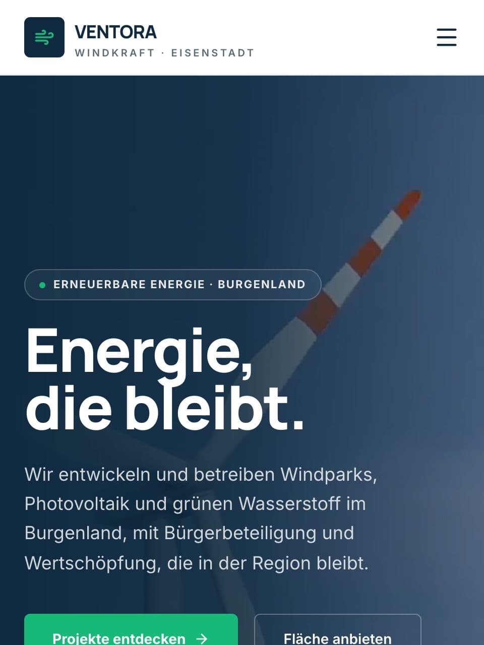 Website-Referenz: VENTORA Windkraft